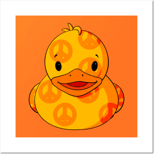 Peace Sign Pattern Rubber Duck Posters and Art